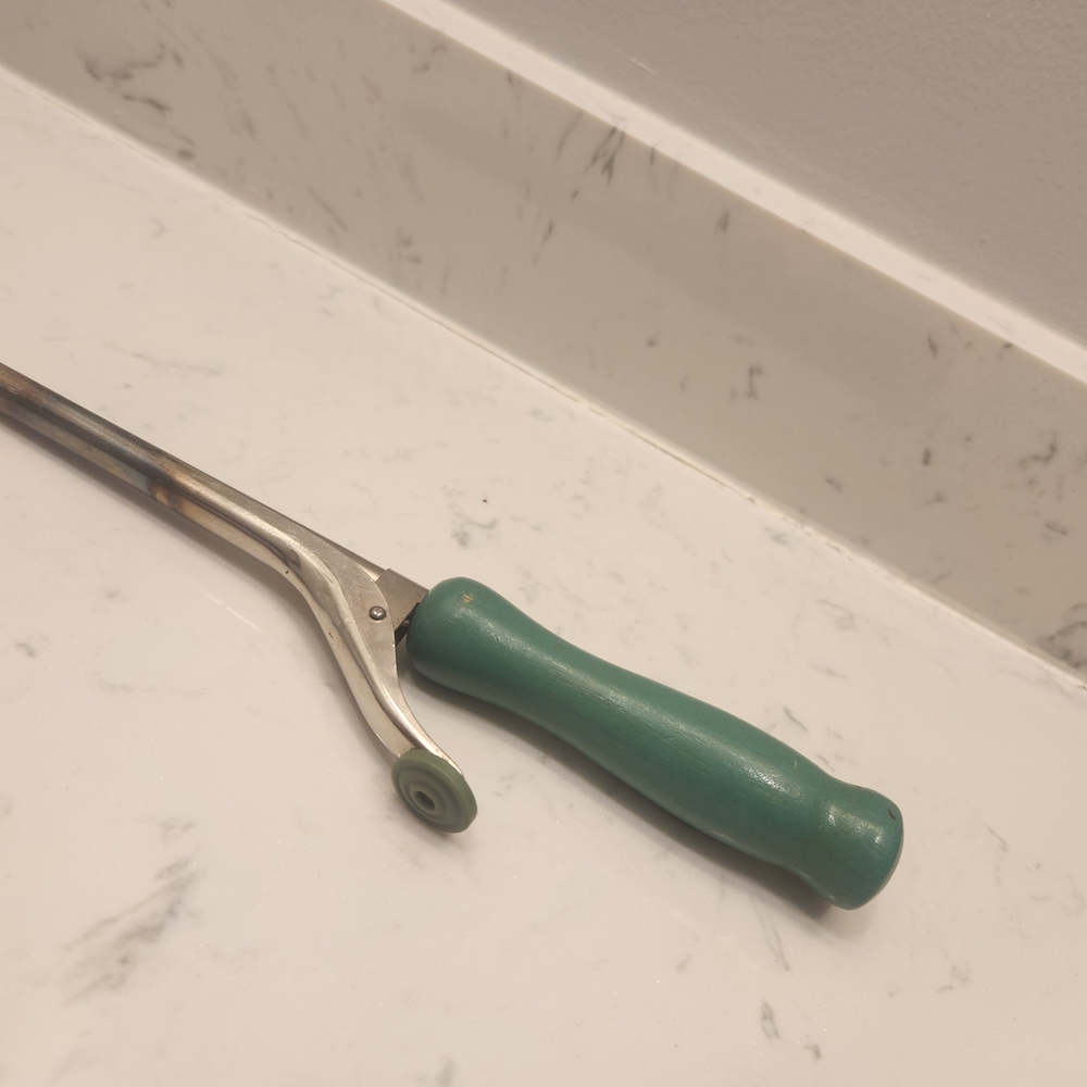 Antique Curling Iron With Wooden Handle
